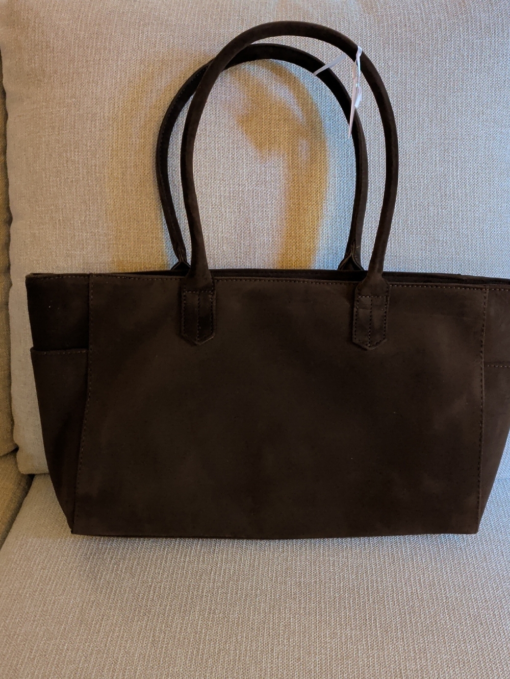 NWT Mali + Lili Faux Suede Tote Bag Chocolate Brown Laptop Work Travel NEW